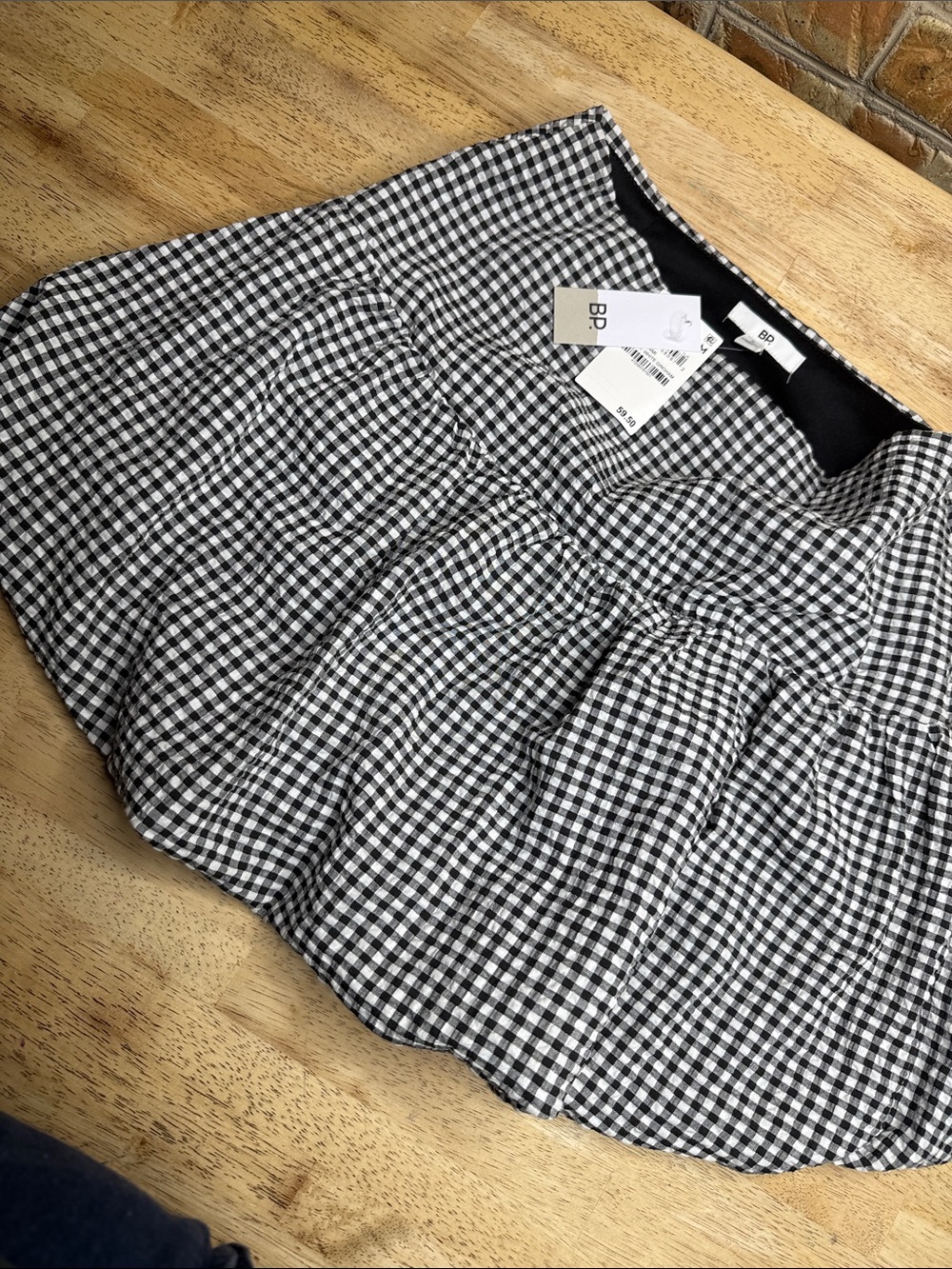 BP Nordstrom Black & White Gingham Peplum skirt